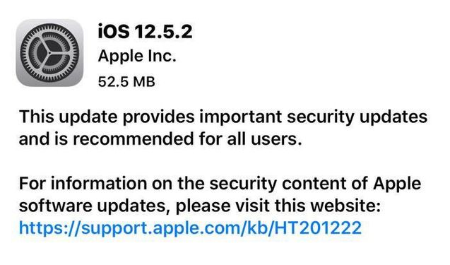 海勃湾苹果手机维修分享iOS12.5.2发布，建议所有老苹果用户安装 